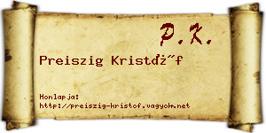 Preiszig Kristóf névjegykártya